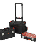 Workhorse Light Duty Modular Rolling Toolbox System With Telescopic Handle And Mobile Base With Two Rugged Rubber Wheels