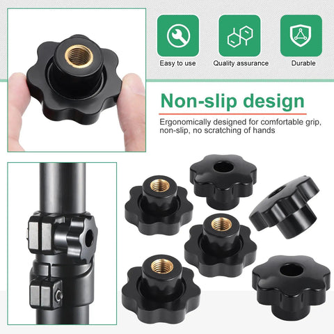 Heavy Hitter 10 Pack M12 Star Clamping Knobs Black Plastic Screw On Machine Handles With Non Slip Grip Makes Quick Work Of Any Garage Job And Keeps Things Tight