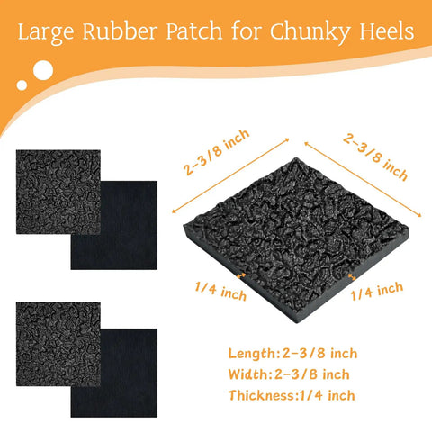 Durable One Quarter Inch Thick Rubber Heel Repair Patches For Shoes Black No Slip Diamond Pattern 4 Pack for Easy Resoling