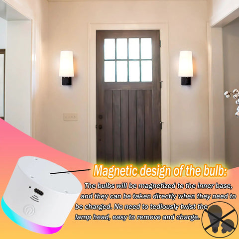 Battery Operated Wall Sconce Two Pack With White Fabric Shade, Not Hardwired, Dimmable, Remote Control, Bulbs Included, Hallway Decor