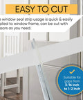 V Shape Weather Strip Adhesive Seal For Doors Foam Weatherstripping Door Seal For Frame Side Jamb And Bottom Groove Gap Filler Soundproof Insulation White Size One Half Inch By One Half Inch By Twenty Six Feet being cut with scissors