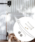 SCRFFCQPC 2 Sets Spring Gate Latch Replacement Kit for Wood Fence with stainless steel latch and installation parts.