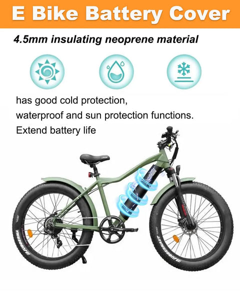 Set of 2 E Bike Battery Cover Protectors Reflective for Night Rides Shield Waterproof Dustproof Thermal Cover for Downtube Battery Fits 11.8 to 15.8 Inch Circumference