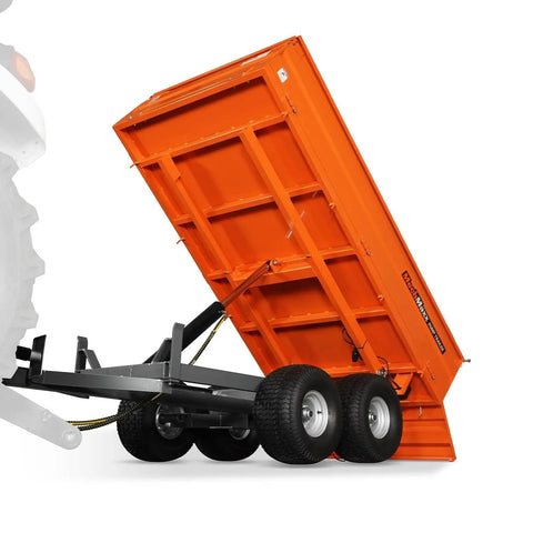 2 Ton Hydraulic Dump Cart With Tail Light For Farm And Garden DT4X8 Model showing hydraulic lift in action, side view