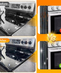 Stove Gap Covers 25.6 Inch Long And 0.4 Inch Wide Aluminum Gap Guards, before and after kitchen counter with stove images.