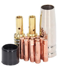 Pro Grade MIG Welding Accessory Kit 14 Piece Red Copper Torch Tips, Gas Nozzles for 15AK MIG MAG Torches