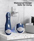 Waterpik Cordless Water Flosser on countertop charging with Charger For Waterpik Water Flosser WP 580 582 583 587 Cordless Advanced 2.0 Replacement Quick Charge Dock Not For WP 560 Series Keeps Your Smile Ready On The Go