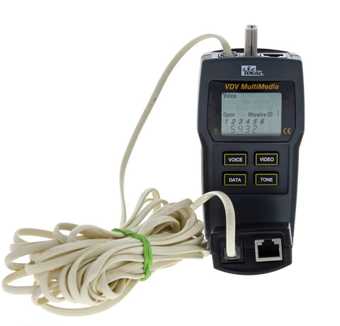 Pro Grade Multimedia Cable Tester With LCD Screen For Quick Wiremap Checks Of Low Voltage And Data Cables Verifies End To End Wiring On Twisted Pair Coax And Phone Cables Digital Design Built For Fast Accurate Results For Pros