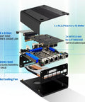 Core I5 1240P Mini Pc Built Tight For Rip Roaring Network Tasks With Dual Ten Gbe Sfp Firewall And Quad Point Two Five Gbe Lan Ports For Slick Home Lab Routing Delivering Badass Speed With Ddr5 32G Ram And 1Tb Ssd motherboard assembly with cooling fan, PCIe slots, and RAM options.