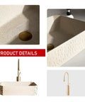 Modern Artistic Bathroom Vessel Sink - Above Counter Ceramic Washbasin for Indoor/Outdoor Use, Includes Accessories with gold faucet.