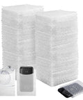 200 Pcs Clear Bubble Pouches 4x6 Inch Bubble Wrap Bags for moving and shipping, stacked with electronics inside for protection.