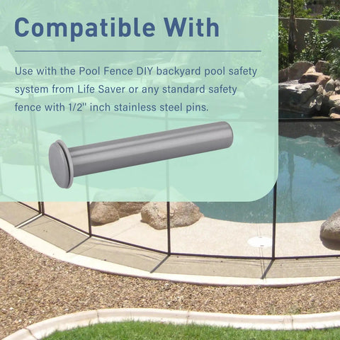 Slick And Solid 5 Pack Gray Replacement Sleeves And Caps For Pool Safety Fence Poles Universal Fit For Concrete Decks Ground Backyard Pool Security System No Sweat Installation Heavy Duty Vinyl Protection