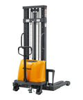 Semi Electric Pallet Stacker With Straddle Legs, 3300 Lb Capacity, 98 Inch Lift Height, Economy Cross Leg Pallet Lift