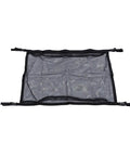 Double Layer Car Ceiling Cargo Net For SUV Truck Van, Roof Storage Organizer, black mesh with buckles, top view.