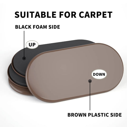Eight Pack Nine Point Five Inch Brown Furniture Sliders For Carpet And Hardwood Floors Heavy Duty Moving Pads Reusable Floor Protectors To Move Heavy Furniture Like A Boss Easily Without Scratching Floors