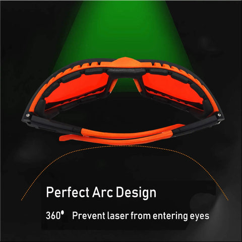 Laser Safety Glasses 180 Nm To 540 Nm OD Six Plus Protective Eyewear for violet blue green lasers with arc design and orange padding