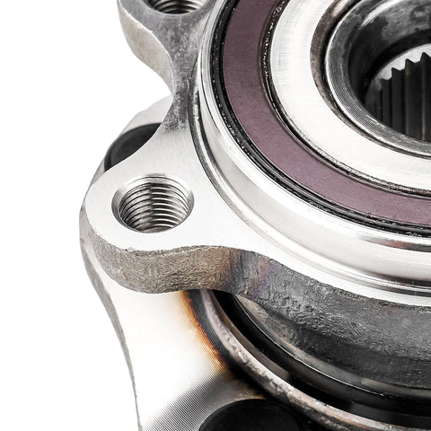 Close-up view of Front Wheel Bearing Hub Assembly For 2014 To 2023 Nissan Rogue And 2017 To 2022 Rogue Sport 5 Lug Bolt On Direct Replacement OE 513357 Premium Quality Wheel Bearing And Hub Assembly.