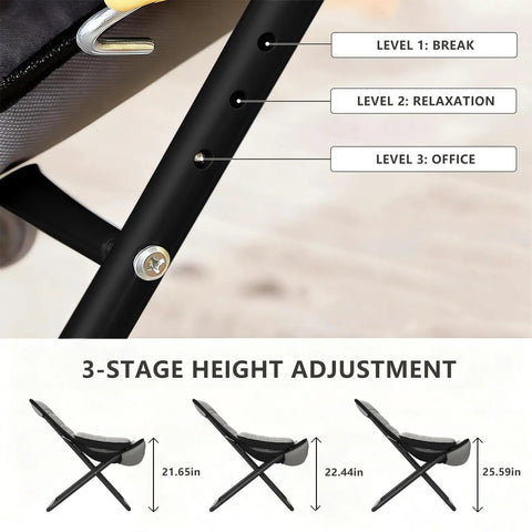 Three Position Adjustable Folding Recliner Chair With Ottoman And Armrests For A Comfy Portable Lounge height adjustments