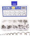 Stainless Steel Circlip Retaining Ring Assortment Kit, E Clip Washers, Ten Sizes M1.5 To M10, 120 Or 200 Pcs Per Box, 304 Stainless