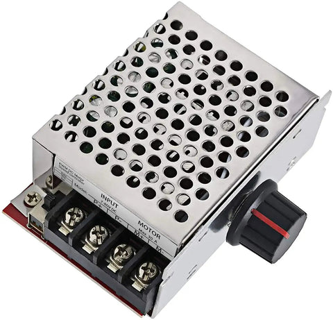 7-80V PWM DC Motor Speed Controller Switch 30A With On Board Stop Brake Function, metal housing, adjustable knob visible