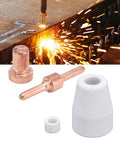 65 Piece Plasma Cutting Electrode Tips Kit High Temperature Resistant Ceramic Copper Consumables Replacement For Plasma Cutters visible