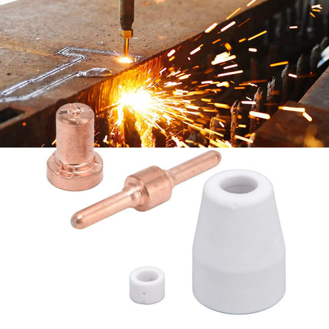 65 Piece Plasma Cutting Electrode Tips Kit High Temperature Resistant Ceramic Copper Consumables Replacement For Plasma Cutters visible
