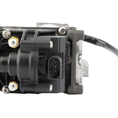 Detailed view of Bulletproof Heavy Duty Electric Air Suspension Compressor compatible with Tesla Model S and X showing single unit design.