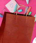 Red Kraft Paper Bags With Handles 16x6x12 Inches Pack Of 250 150 GSM Foldable Gift Bags for weddings and parties