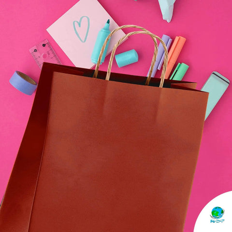 Red Kraft Paper Bags With Handles 16x6x12 Inches Pack Of 250 150 GSM Foldable Gift Bags for weddings and parties