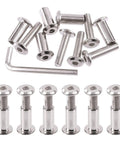 Heavy Duty M6x25mm Nickel Plated Silver Hex Drive Socket Cap Bolts And Barrel Nuts Assortment Kit Including Metric Allen Wrench set with screws and wrench