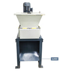 Heavy Duty All In One Industrial Waste Shredder Crusher Beast For Circuit Boards Metal Sheets Plastic Paperboard Cloth Wood And Kitchen Garbage 220V Milling Grinder With 26 Gear Blade System front view showing outlet