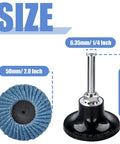 Dimensions of 15 Piece Two Inch Roll Lock Flap Disc Kit For Die Grinders With 40 60 80 Grit Quick Change Abrasives One Quarter Inch Shank Pad