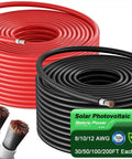 Heavy Duty Solar Panel Wire Set 50 Ft Black And Red 10 AWG PV Tinned Copper Extension Cable For Outdoor Off Grid Systems