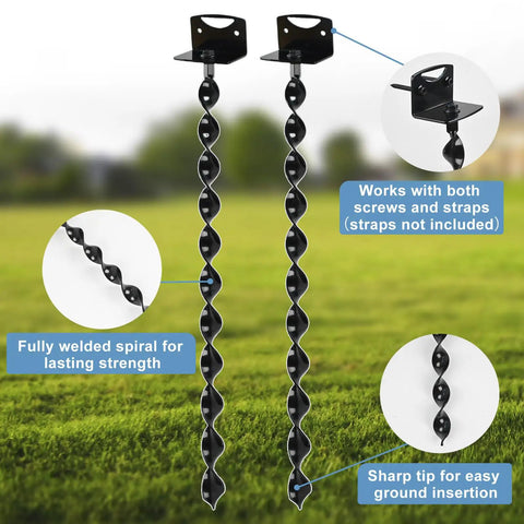 Heavy Duty Ground Anchors Screw In 24 Inch 4 Pack With Drill Adapter And Brackets Metal Shed Anchor Kit For Storage Sheds Mobile Homes Swing Sets Trampolines Tents And Dog Tie Outs No Straps