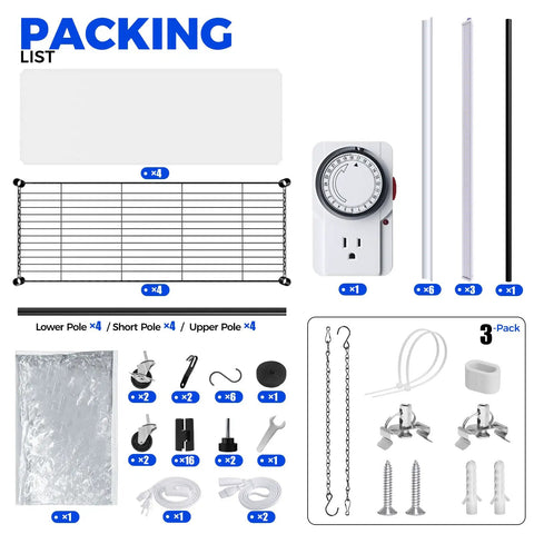 Indoor Greenhouse Grow Light Setup, 4 Tier Metal Plant Stand, Full Spectrum 108W T5 LED Grow Lamp, Zippered EVA Cover, Wheels And Timer, 70.9 Inch Tall Indoor Garden Station