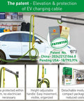 Heavy Duty EV Charging Cable Wall Mount Retractor Arm With Badass Weatherproof Zinc Coating For Indoor Outdoor Electric Vehicle Cord Management and Clean Safe Driveway Setup, installed with visible cords.