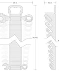 Technical diagram of Stubby 12-Piece Wrench Set 8 To 19 mm With Holder Ultra Short Wrenches in red holder showing dimensions.