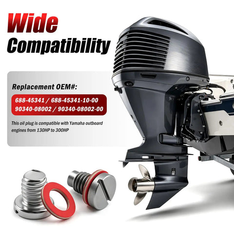 Heavy Duty M8x1.25 Lower Unit Drain Plug Seal Compatible With Yamaha OEM 688-45341 Stainless Steel Prevents Rust And Leaks For Superior Engine Maintenance Reliability on Yamaha outboard motor