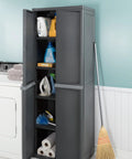 4 Shelf Heavy Duty Plastic Storage Cabinet With Easy Assembly For Garage Basement Attic And Mudroom Gray Storage Unit