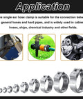 Front view of Seept 75Pcs 8 Sizes 304 stainless steel single-ear hose clamps kit, 6–23.5mm, arranged by size.