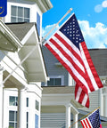 Heavy Duty Flagpole Wall Mount Bracket With Solid Hardware Kit For Patio Siding Or Lawn Display One Inch Inner Bore supports a flag.