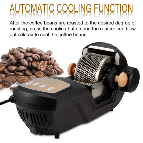 Straight To Fresh Results Using This Fully Automated Electric Coffee Bean Roaster With A Heavy Duty 1600W Motor And Durable Steel Drum To Whip Up Your Daily Grinds Around The House Without Hassle, showing cooling function.