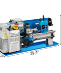 Mini Metal Lathe 7X14 With 550W Variable Speed Motor Nylon Gears And 4 Inch Chuck for precision milling, measuring 29.4x10.8 inches.