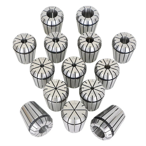14 Piece ER32 Steel Spring Collet Set One Sixteenth Inch Through Three Quarters Inch For CNC Milling Chuck And Lathe Tool Holder Quick Clamp Durable High Precision Machining Accessory