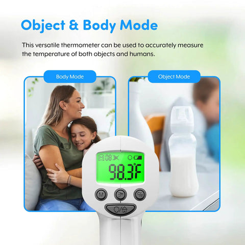 Heavy Duty Touchless Infrared Forehead Thermometer For Adults And Babies Medical Grade FSA HSA Eligible No Contact Digital Thermometer Gun With 1 Second Dead On Instant Read Hygienic Quick Temp Scan For Home And Clinic, body and object mode display