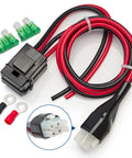 6 Pin 12AWG DC Power Cord With 30A Fuse 1M Short Power Lead For Ham Radios And CB Radios with connectors and fuses visible.