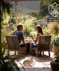 Yard Gard Ultrasonic Animal Repeller for 4000 Sq Ft Keeps Deer, Raccoons, and Skunks Out With Humane No Harm High Frequency Sound Humans Don't Hear But Pests Do for a Safer, Pest Free Backyard. Patio with device on planter, couple seated, rabbit icon crossed out.