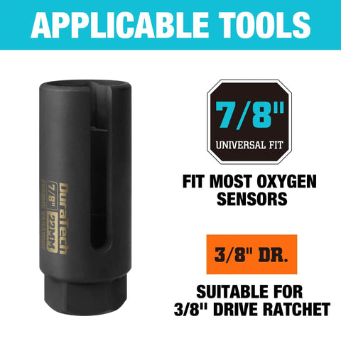 O2 Oxygen Sensor Socket 22mm For Three-Eighths Inch Drive With Side Wire Gate Chrome Vanadium Steel Removal And Installation Tool