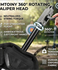 360 Degree Rotating Caliper Bow Release for Compound Bow with Oxford Fabric Wrist Strap and 360° rotation, ambidextrous use.