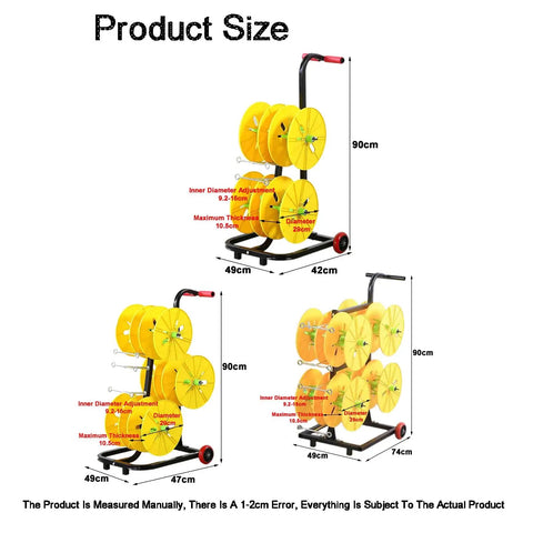 Heavy Duty Wire Spool Rack Dispenser For Shop Floor Or Field Use Portable Organizer 49x42x90 cm dimensions